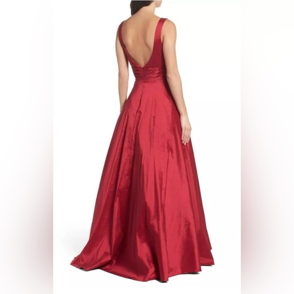 Mac Duggal 65514 Burgundy Pleated Waist Dress - Picture 3 of 9